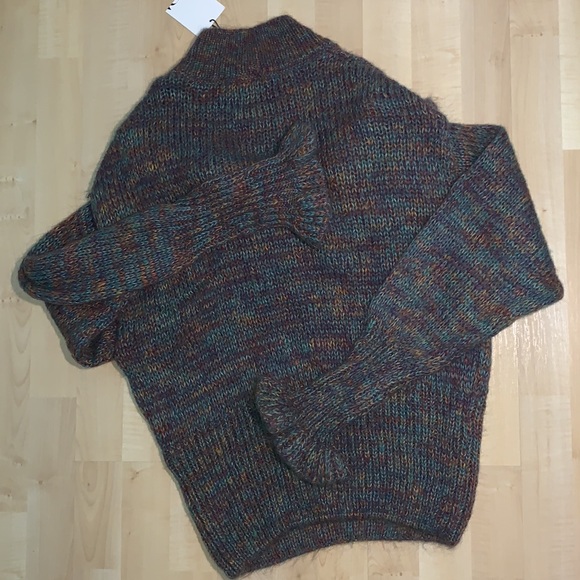 ZARA Mohair Roses & Ruddle Multi Colour Knit Mockneck Sweater - Picture 11 of 13